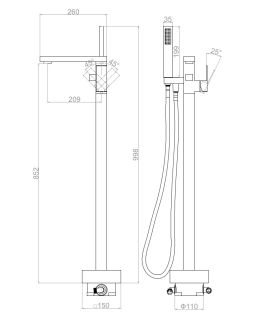 Напольный смеситель для ванны DQ Bayern.Liszt DA1516001 хром